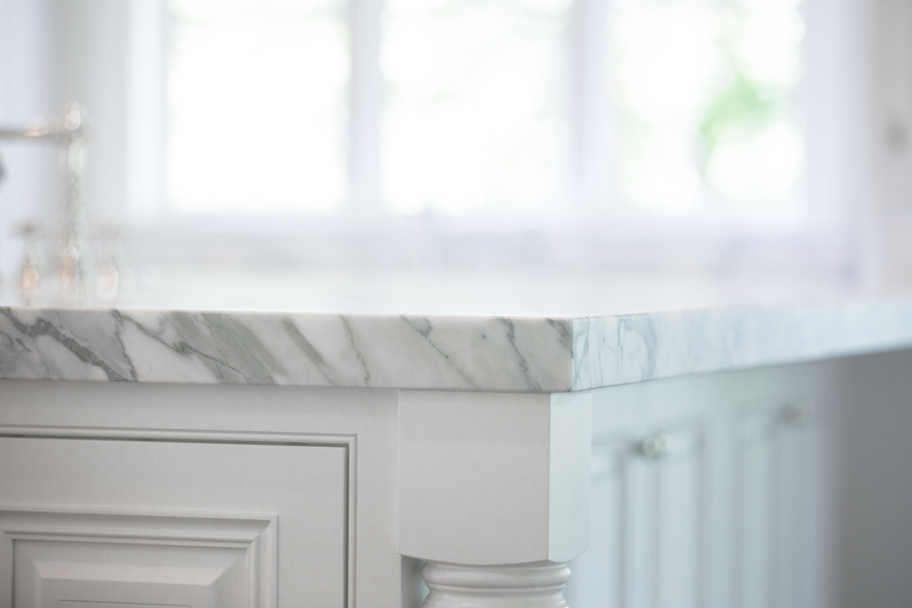 Kitchen Features Thick 6 Cm Slab Of Calacatta Marble Rockinteriors